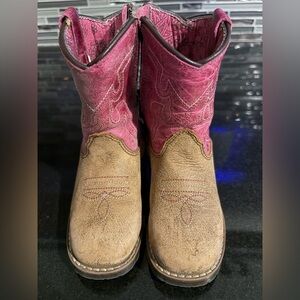 Shyanne Pink and Tan Girls Western Cowboy Boots